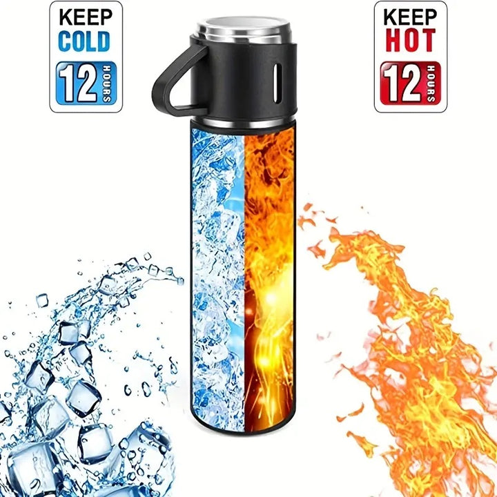 Luxury Stainless Steel Vacuum Flask 500ml - Shimmering Business Style Thermos Bottle, Insulated Hot & Cold Coffee Mug with 