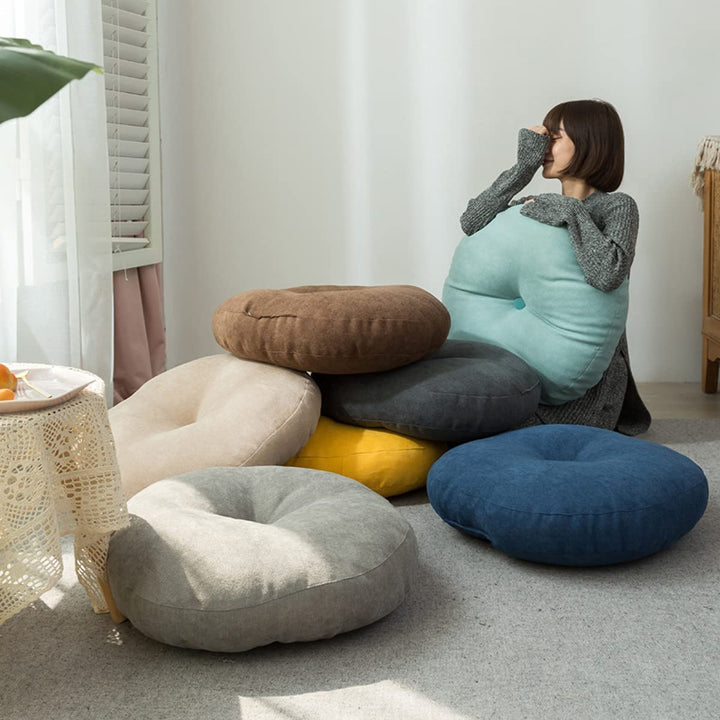 Premium Round Floor Seat Cushion – Soft Tatami Meditation & Yoga Pad – Breathable Cotton & Linen, Comfortable for Sitting