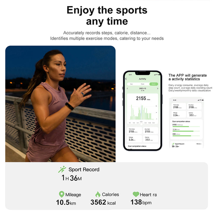 Premium Smart Ring for Health Monitoring – Military Grade Titanium, Waterproof IP68 & 3ATM, Multi-Sport Modes, Heart Rate &