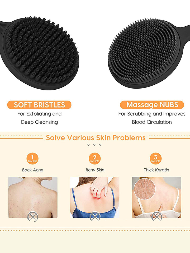 Premium Exfoliating Bath Brush with Soft Handle – Back Scrubbing & Skin Massager, Shower Sponge for Deep Clean, Gentle  