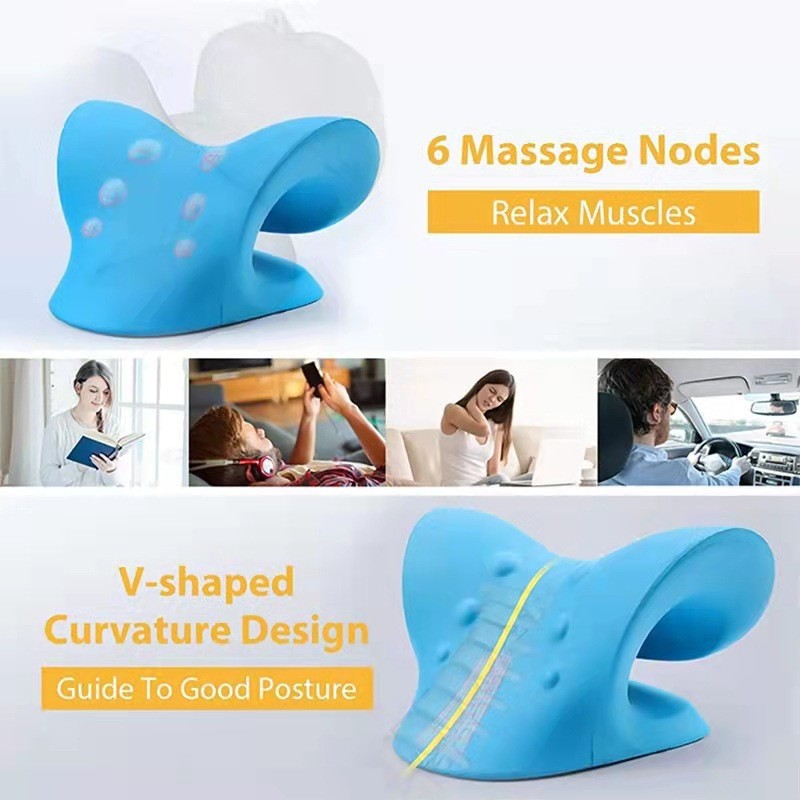 Premium Neck Support Pillow – Chiropractic Relaxer & Shoulder Traction Stretcher – Therapeutic Cervical Spine Alignment 