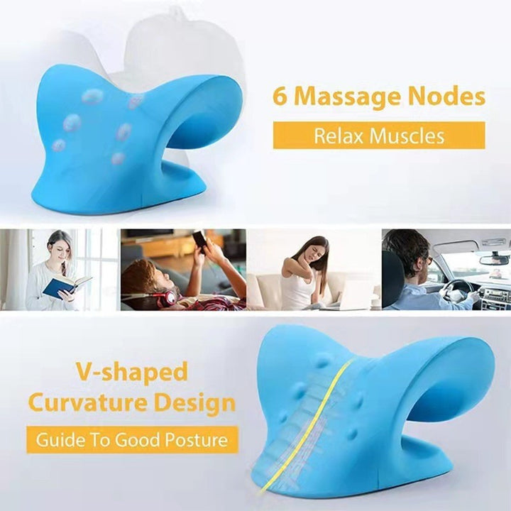 Premium Neck Support Pillow – Chiropractic Relaxer & Shoulder Traction Stretcher – Therapeutic Cervical Spine Alignment 