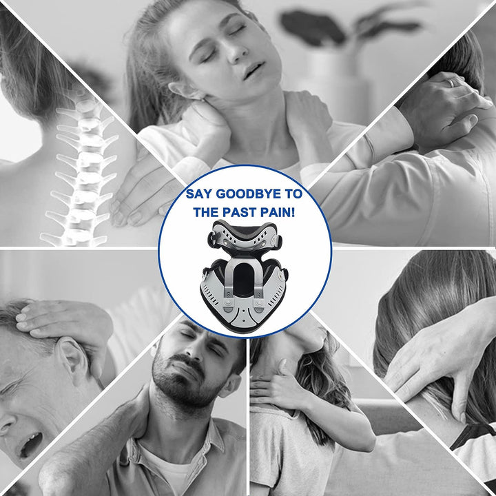Premium Adjustable Neck Brace Support Orthosis for Pain Relief, Ergonomic Cervical Collar with 360° Sponge Wrap and Traction 