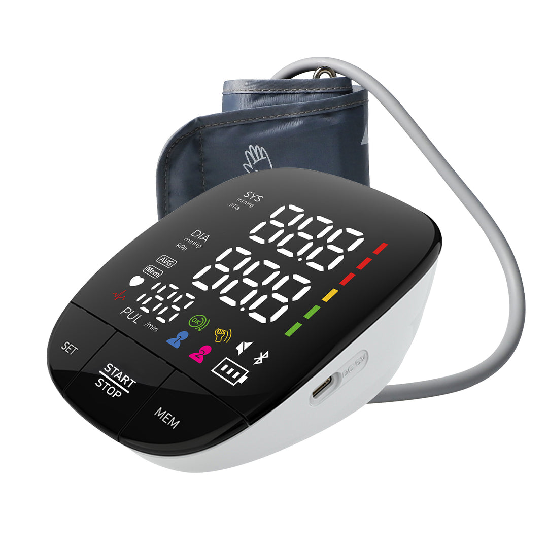 Premium Automatic Upper Arm Blood Pressure Monitor – LED Backlit Screen, 2X120 Memory Groups, Adjustable BP Cuff, Electronic