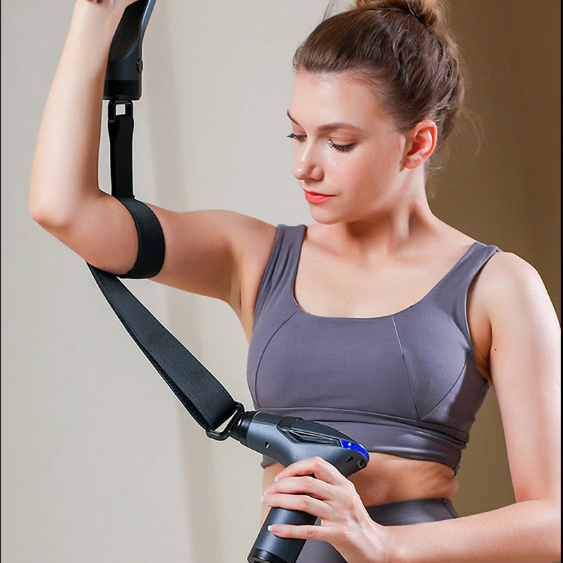 High-Quality Long-Handle Deep Tissue Massage Gun with 12-Speed Digital Display, Multifunctional Percussion Body Massager for Muscle Relaxation