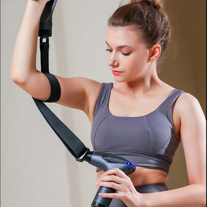 High-Quality Long-Handle Deep Tissue Massage Gun with 12-Speed Digital Display, Multifunctional Percussion Body Massager for Muscle Relaxation