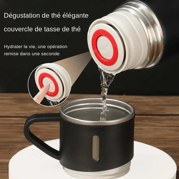 Luxury Stainless Steel Vacuum Flask 500ml - Shimmering Business Style Thermos Bottle, Insulated Hot & Cold Coffee Mug with 