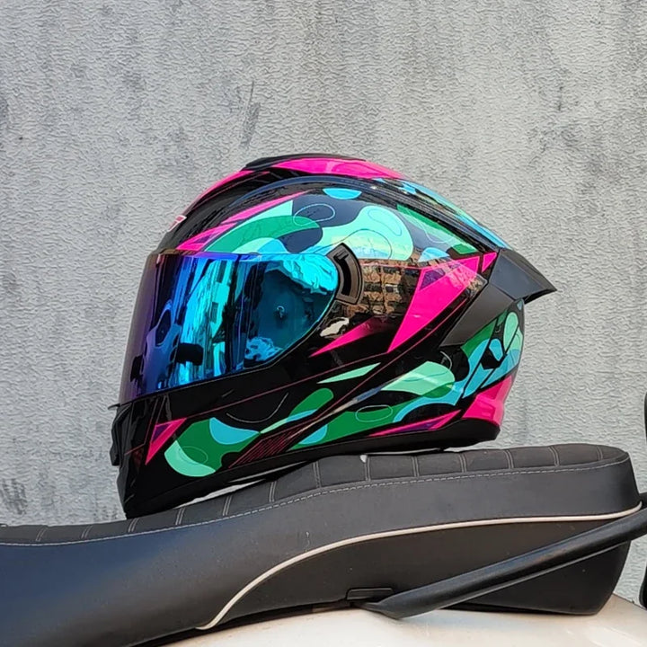 Premium Full Face Racing Motorcycle Helmet – Winter Warm Double Visor, Motorbike Sports Helmet, Adjustable Ventilation