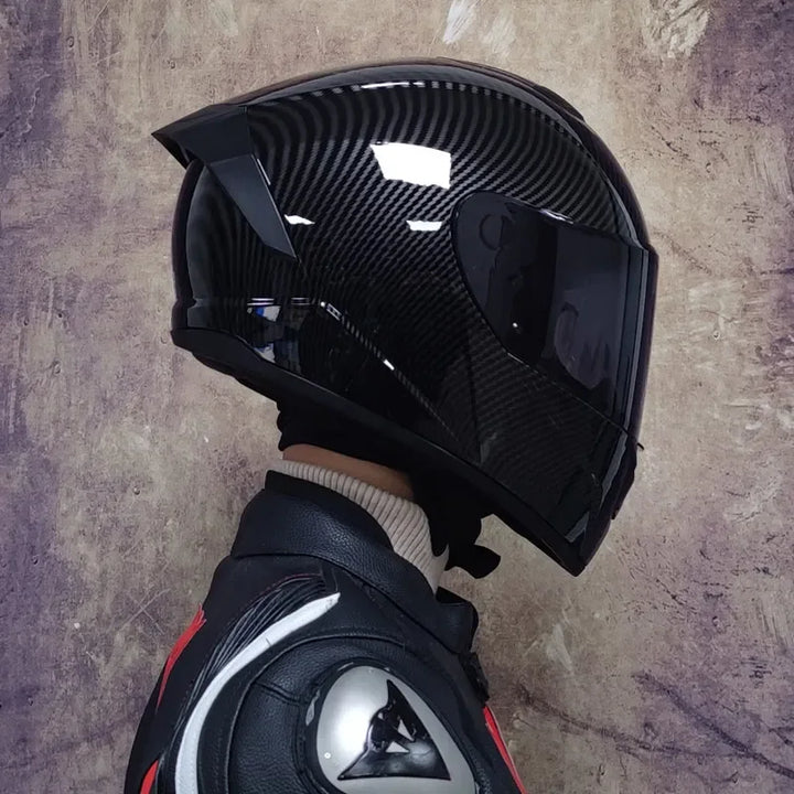 Premium Full Face Racing Motorcycle Helmet – Winter Warm Double Visor, Motorbike Sports Helmet, Adjustable Ventilation