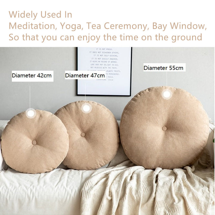 Premium Round Floor Seat Cushion – Soft Tatami Meditation & Yoga Pad – Breathable Cotton & Linen, Comfortable for Sitting