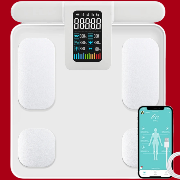 Premium Smart Körperzusammensetzungswaage – 8 Elektroden Bioimpedanz Digitale Waage, verfolgt Körperfett, Wasser, Muskelmasse, BMI und mehr, genaue Messungen zur Gesundheitsüberwachung