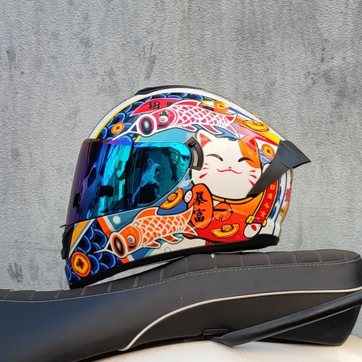 Premium Full Face Racing Motorcycle Helmet – Winter Warm Double Visor, Motorbike Sports Helmet, Adjustable Ventilation