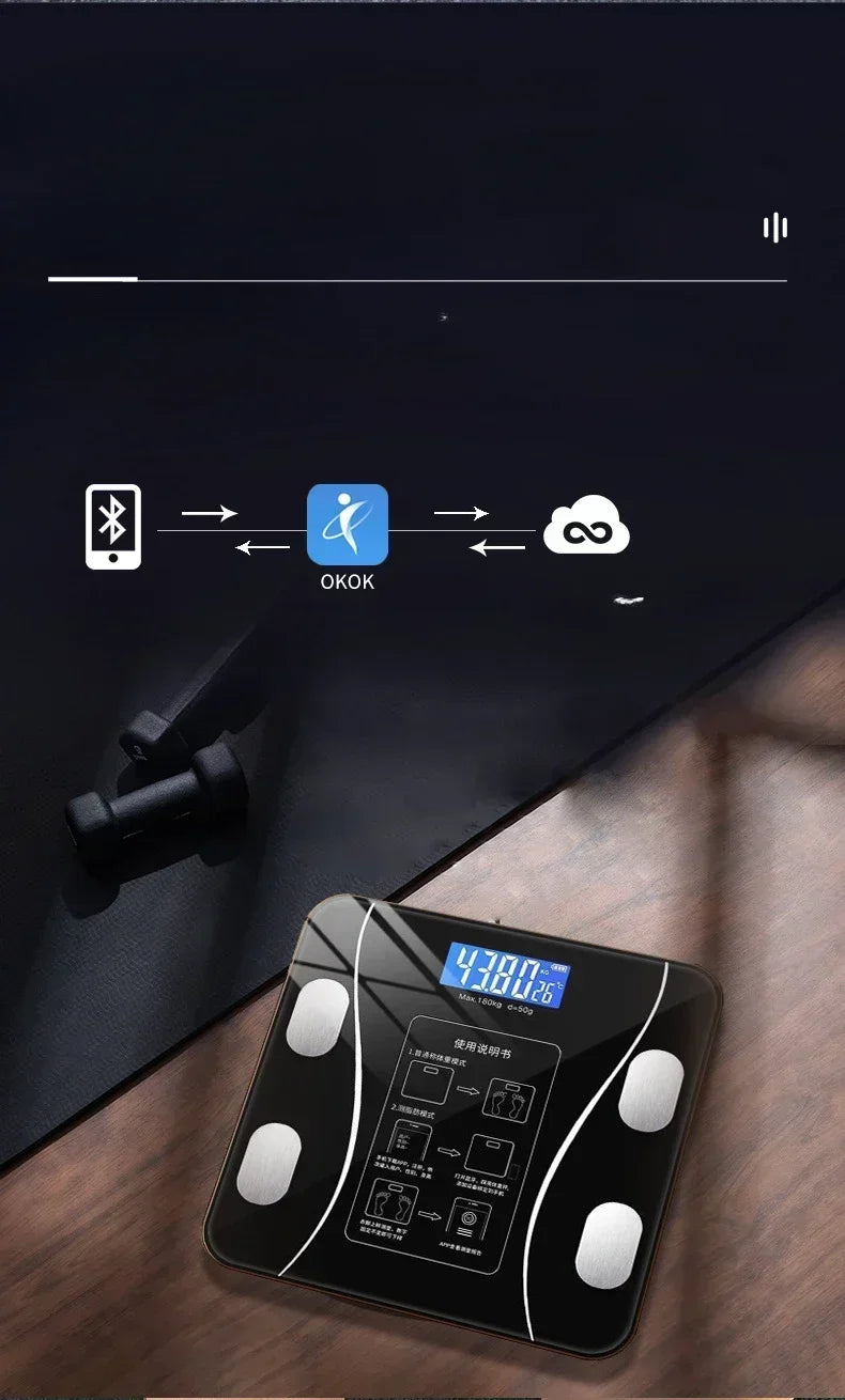 Premium Bluetooth Body Fat Scale – Intelligent, Accurate, and Rechargeable Household Weighing Scale for Adults