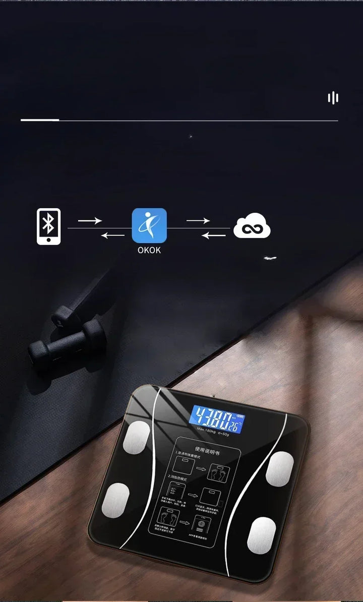 Premium Bluetooth Body Fat Scale – Intelligent, Accurate, and Rechargeable Household Weighing Scale for Adults